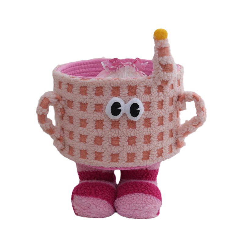 Fashion Total Height 30 Diameter 26.5 Size Without Legs 18cm 0.8kg Cartoon Woven Cotton Rope Large Capacity Storage Basket