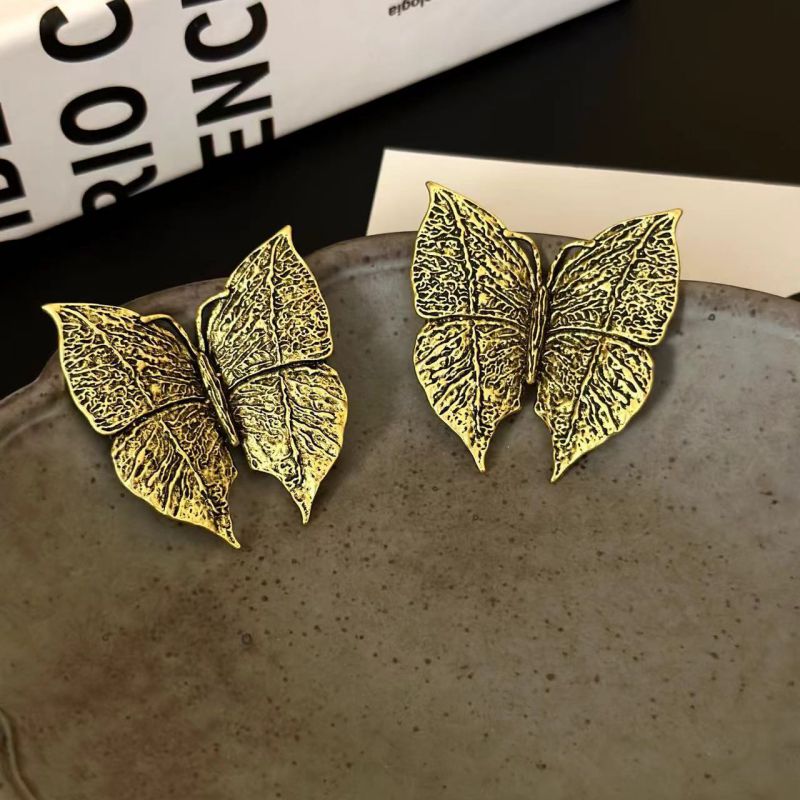 Fashion Gold Metal Butterfly Earrings