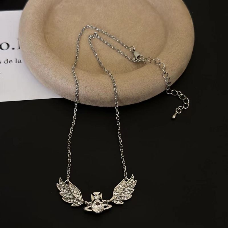 Fashion A Necklace Alloy Diamond Wings Necklace