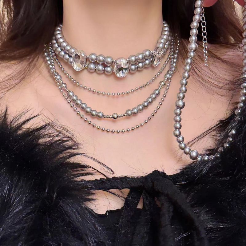 Fashion Three Piece Set Multi-layered Pearl Bead Necklace