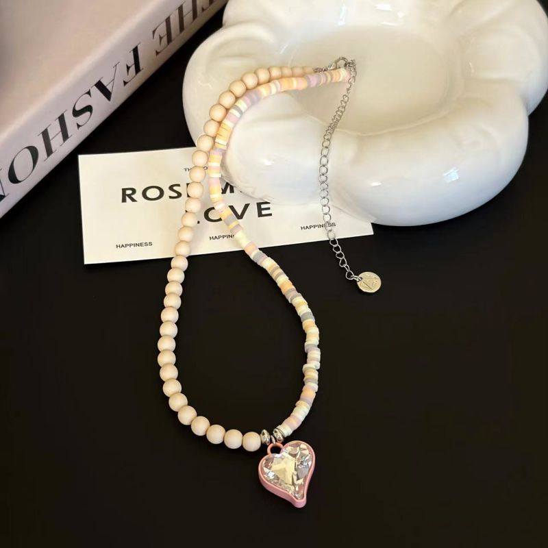 Fashion B Style Pink Love Colorful Beaded Love Necklace