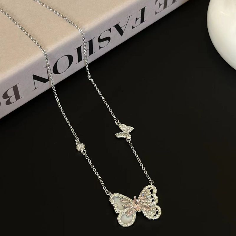 Fashion C Necklace Copper Inlaid Zirconium Butterfly Necklace