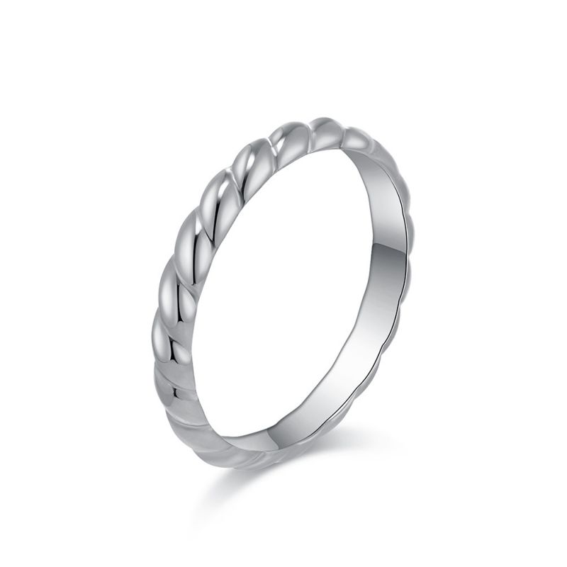 Fashion Steel Color Titanium Steel Twist Round Ring