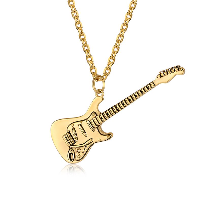 Fashion Gold+pl005 Chain 3mm*60cm Titanium Steel Guitar Necklace