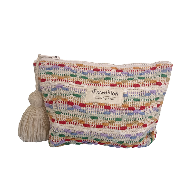 Fashion Rainbow Beans Wool Knitted Large Capacity Handbag