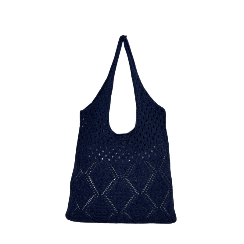 Fashion Navy Blue Woven Hollow Large Capacity Shoulder Bag