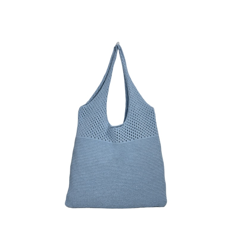Fashion Sky Blue Woven Hollow Large Capacity Shoulder Bag