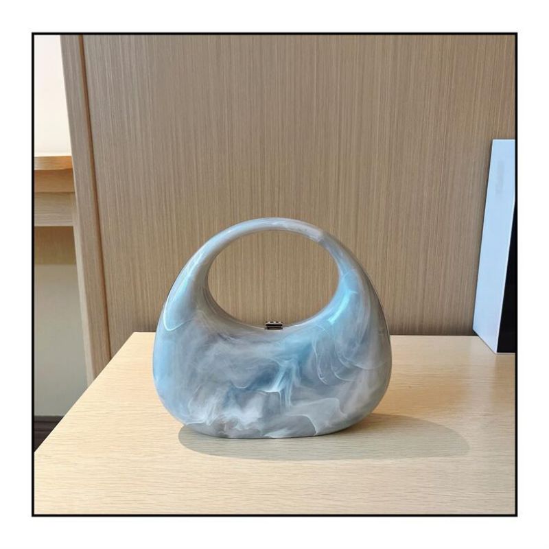 Fashion Gray Acrylic Marble Clutch Bag