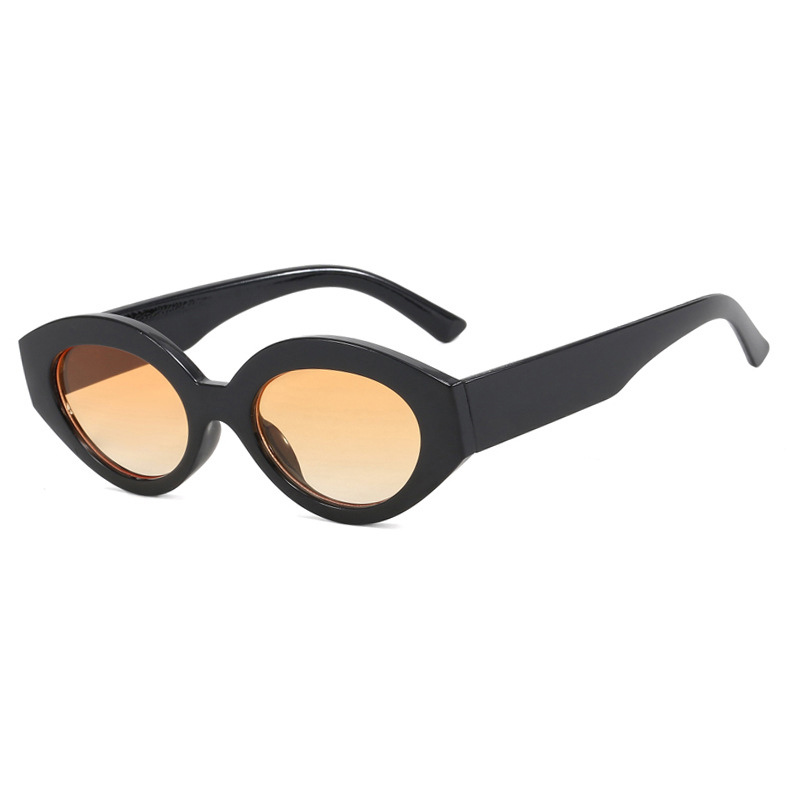 Fashion Bright Black Double Tea Ac Oval Sunglasses
