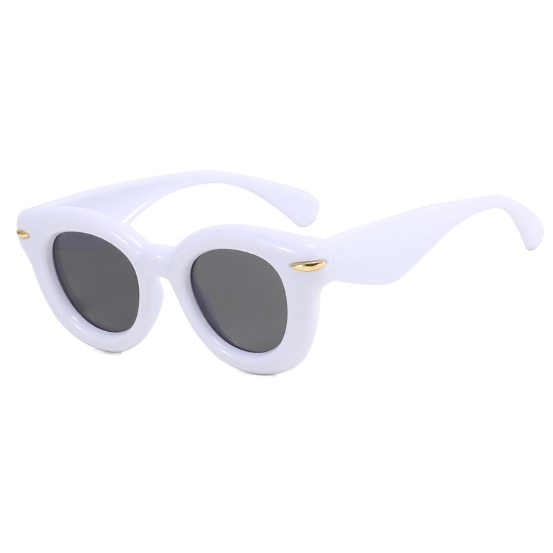 Fashion Solid White Gray Flakes Cat Eye Sunglasses