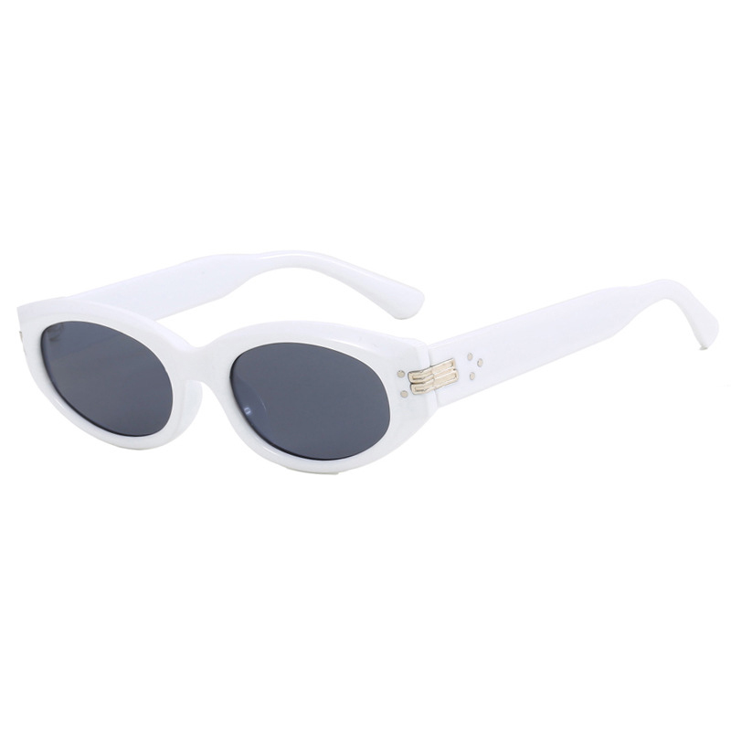 Fashion Solid White Gray Flakes Cat Eye Rice Stud Sunglasses