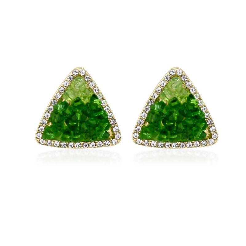 Fashion Green Triangular Crystal Earrings