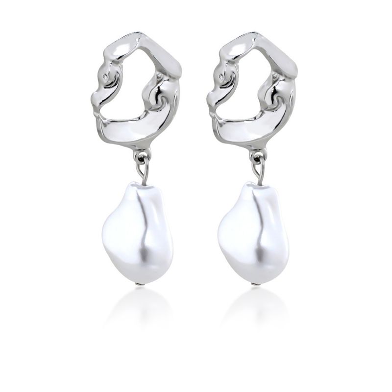 Fashion Silver Alloy Special-shaped Pearl Earrings