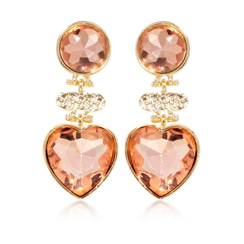 Fashion Pink Alloy Diamond Love Earrings