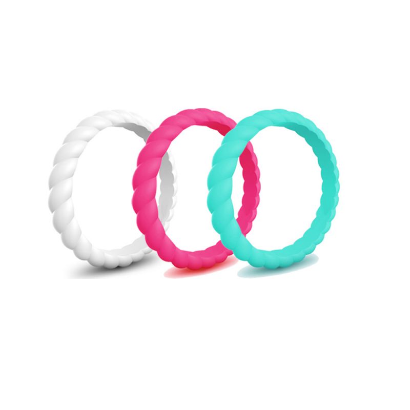 Fashion 3 Color Group 1 Twist Silicone Ring Set