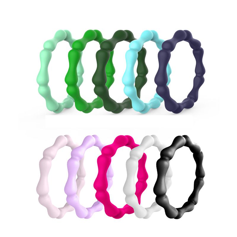 Fashion 10 Color Sets Silicone Bamboo Ring Set