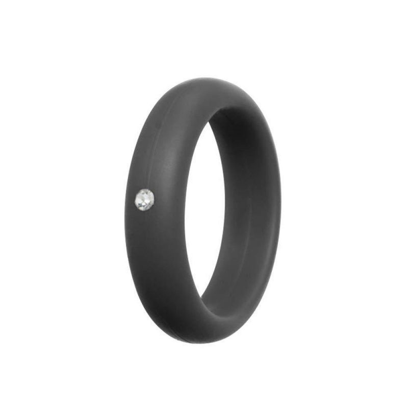 Fashion Dark Gray Silicone Diamond Round Ring