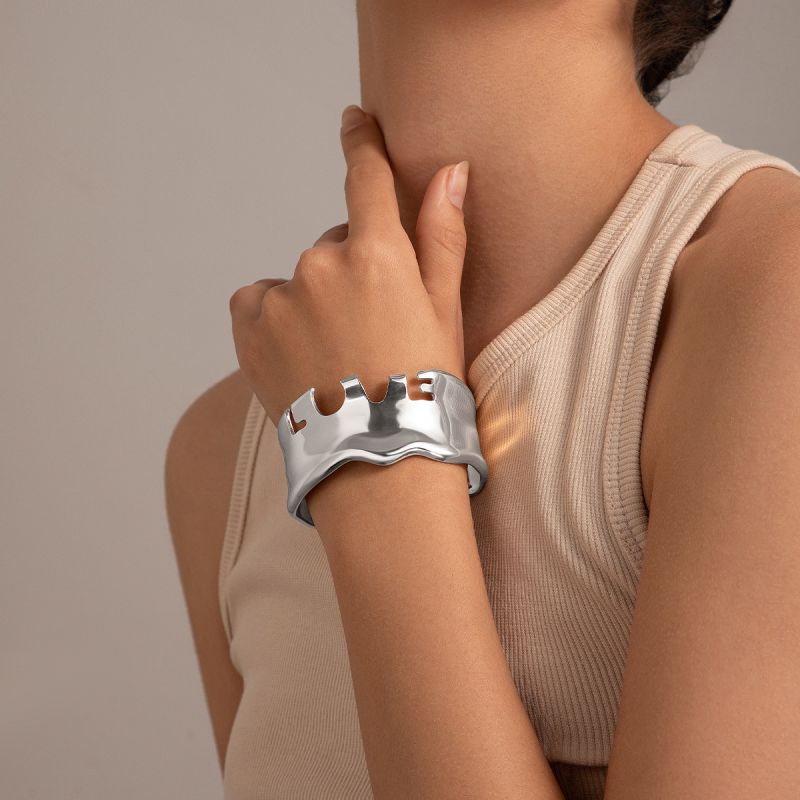 Fashion Silver 4 Metal Irregular Opening Bracelet