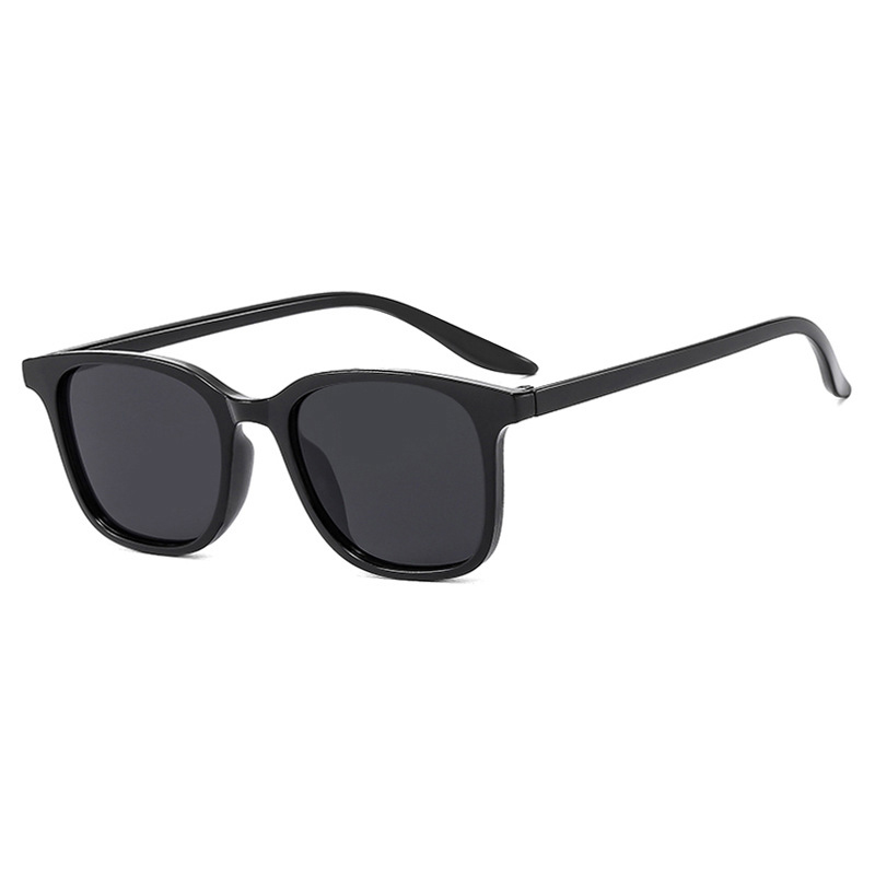 Fashion Bright Black All Gray Square Small Frame Sunglasses