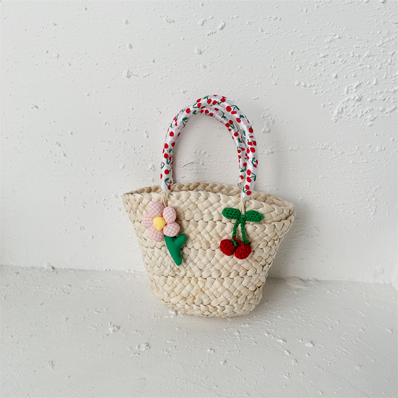 Fashion Cherry Straw Cherry Children's Handbag