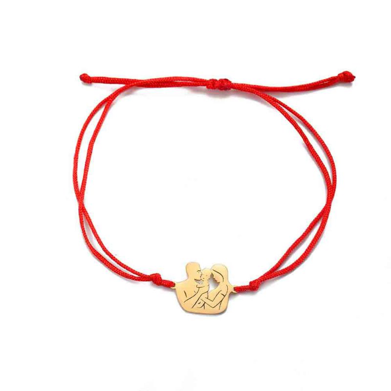 Fashion Golden Mother Kisses Baby Stainless Steel Mother And Child Cord Bracelet