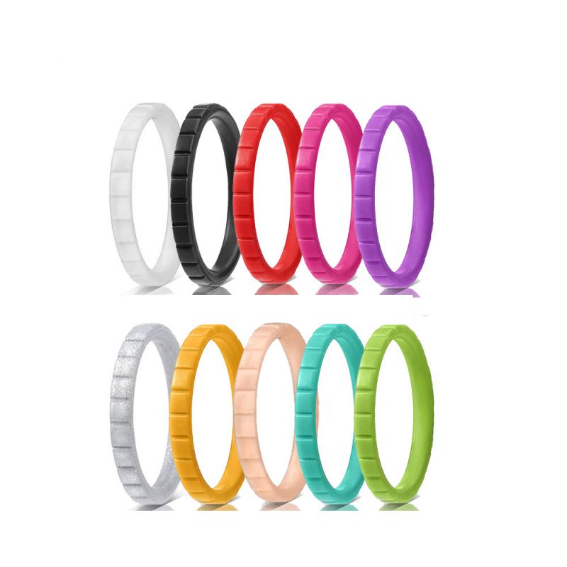 Fashion 10 Color Set 1 Silicone Step Ring Set