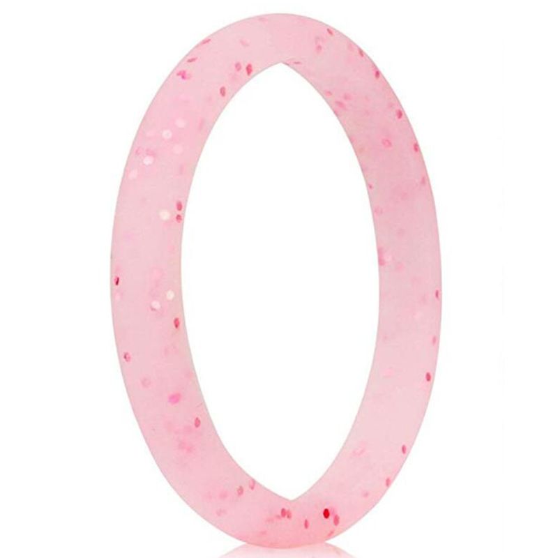 Fashion Pink Flash Red Silicone Glitter Round Ring