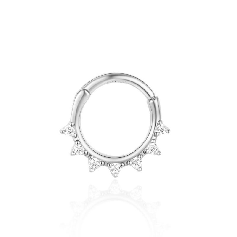 Fashion Single Platinum #2 Silver Diamond Geometric Piercing Earrings (single)