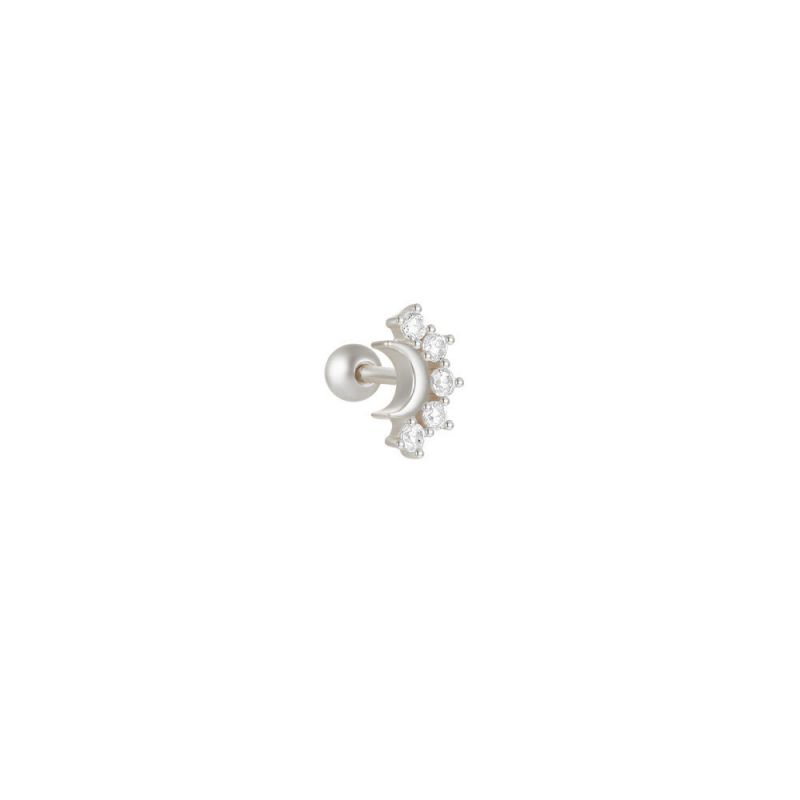 Fashion Single Platinum #4 Silver Diamond Geometric Piercing Nails (single)