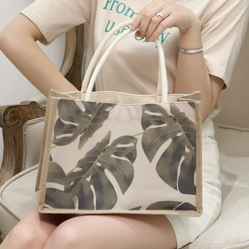 Fashion Leaf Model 33*24*12cm (mm*mm) Canvas Large Capacity Printed Handbag