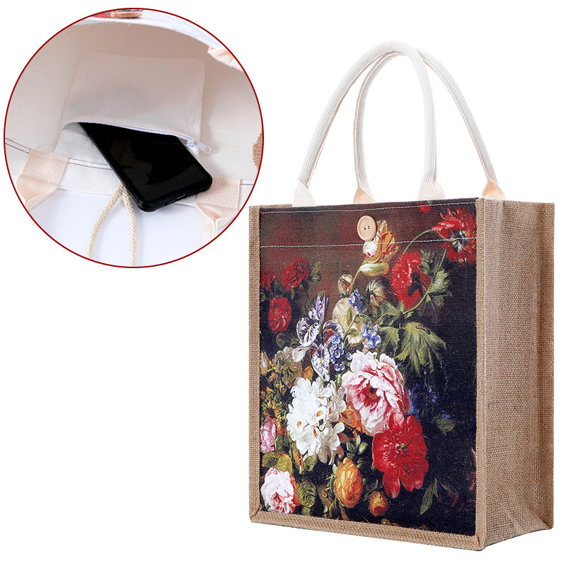 Fashion Oil Painting Upgraded Model Length 30x Height 35x Side Width 15cm Canvas Large Capacity Printed Handbag