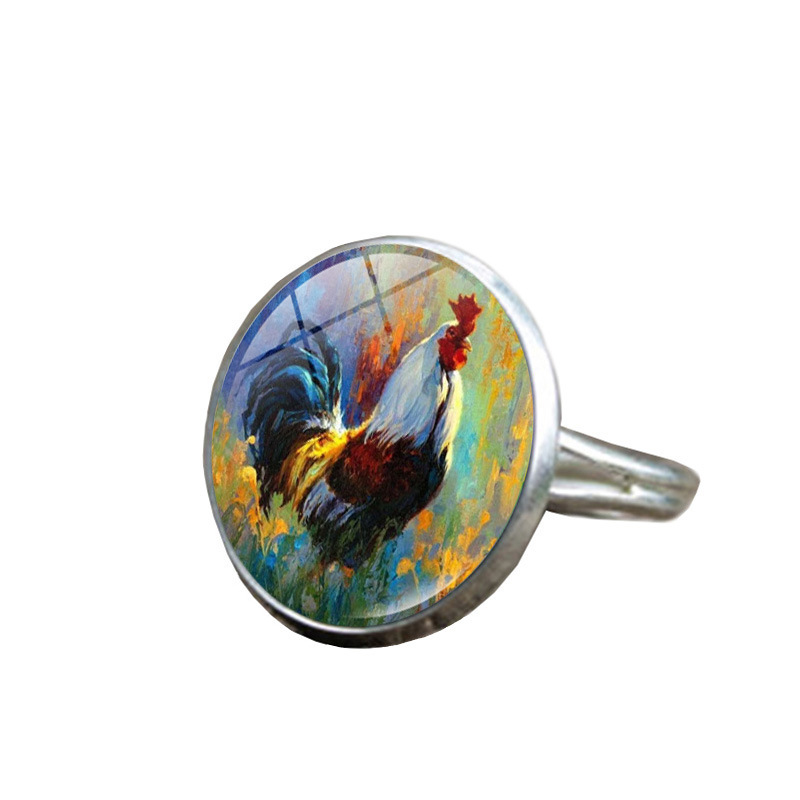 Fashion 9# Alloy Printed Round Ring