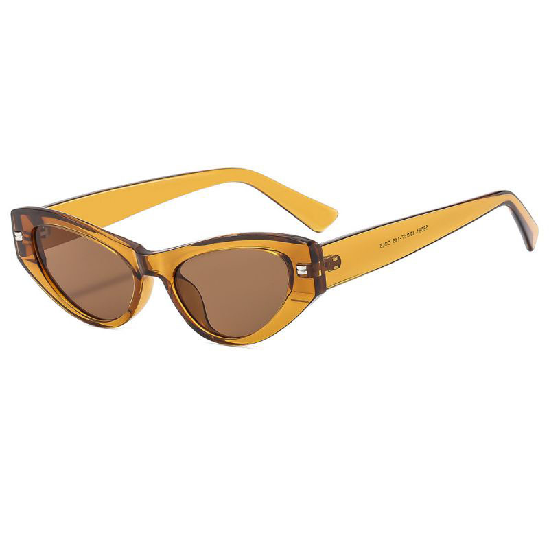 Fashion Tea Frame Tea Slices Cat Eye Rice Stud Sunglasses