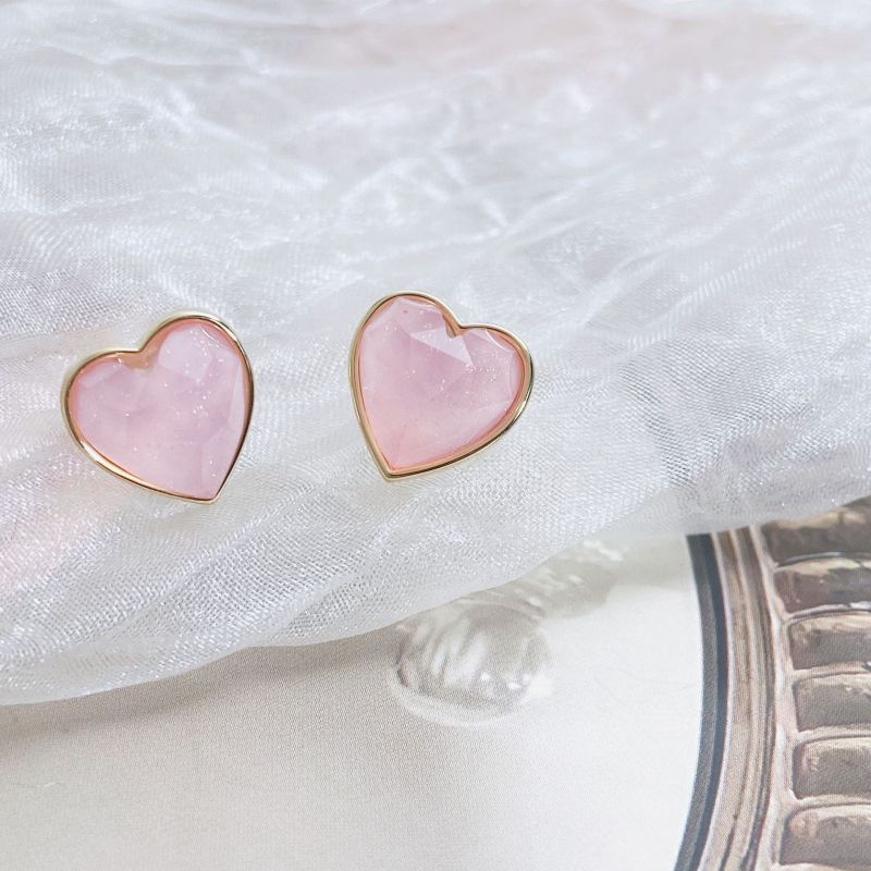 Fashion Pink (real Gold Plating Color Preservation) Copper Love Earrings