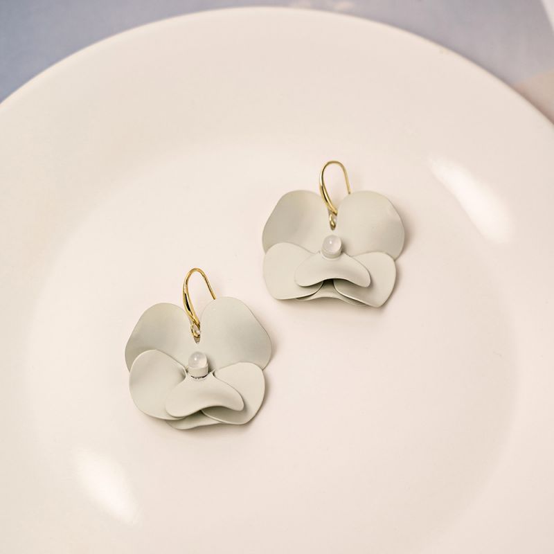 Fashion White Metal Petal Earrings