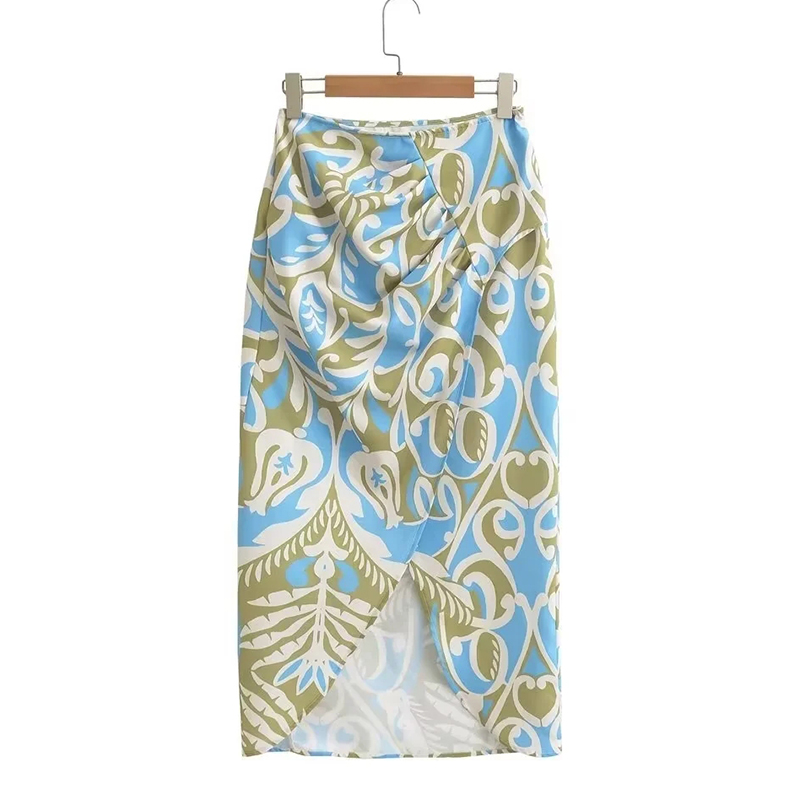 Fashion Color Polyester Printed Knotted Skirt