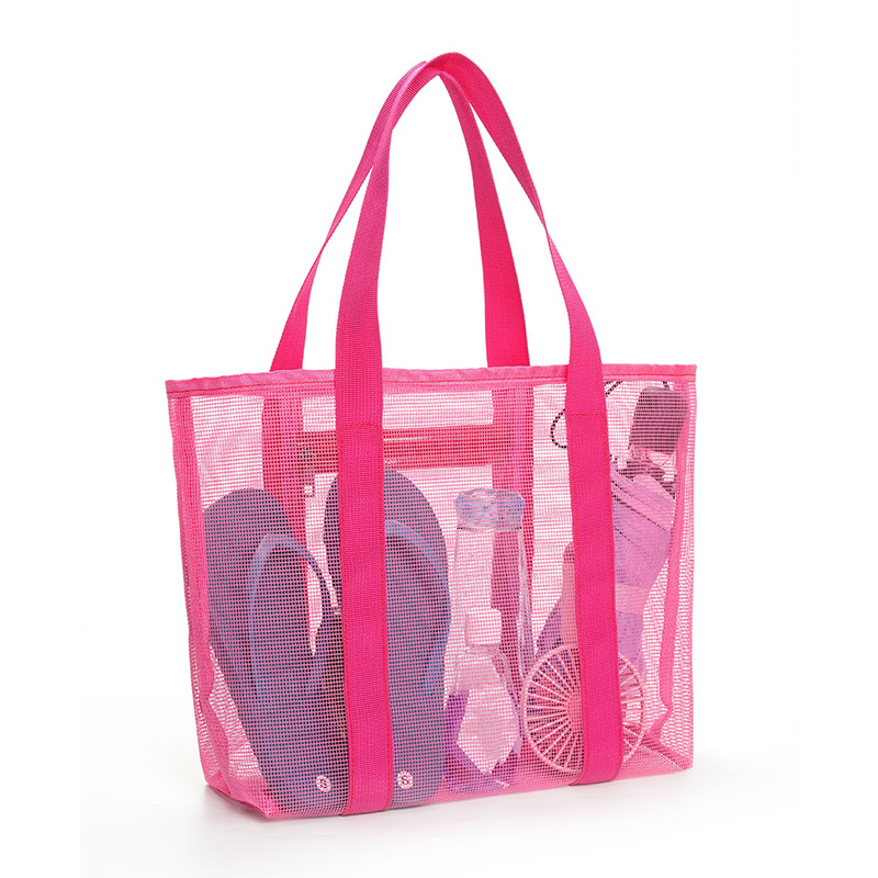 Fashion Transparent Bag Rose Red Mesh Large Capacity Storage Bag