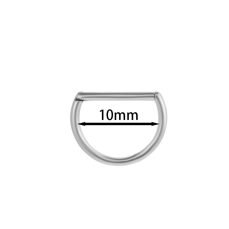 Fashion 10mm Silver Metal Semicircular Piercing Ring (single)