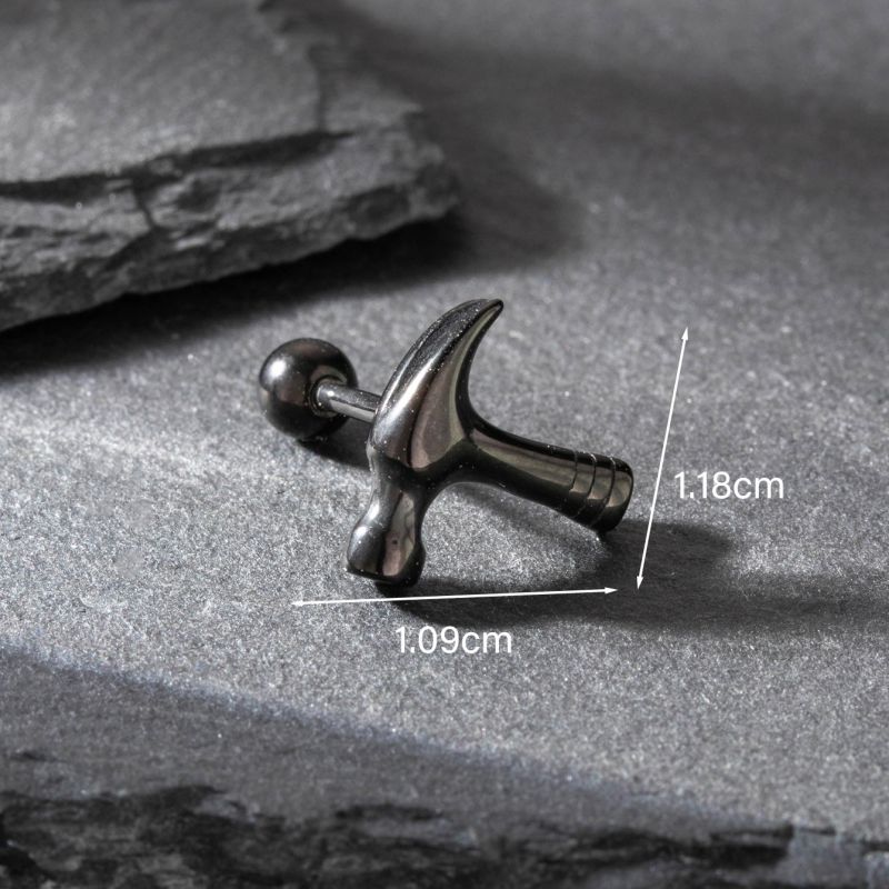 Fashion Black Stainless Steel Geometric Pierced Men's Earrings (single)