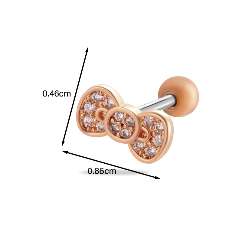 Fashion 8# Rose Gold Metal Diamond-encrusted Geometric Piercing Nails (single)