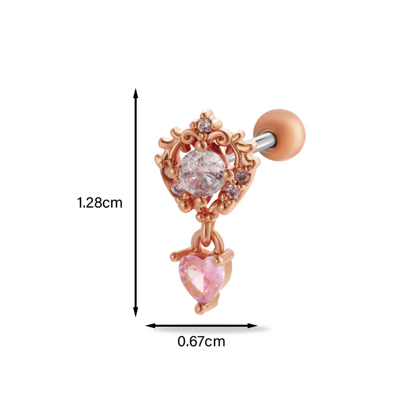 Fashion 4# Rose Gold Metal Diamond-encrusted Geometric Piercing Nails (single)