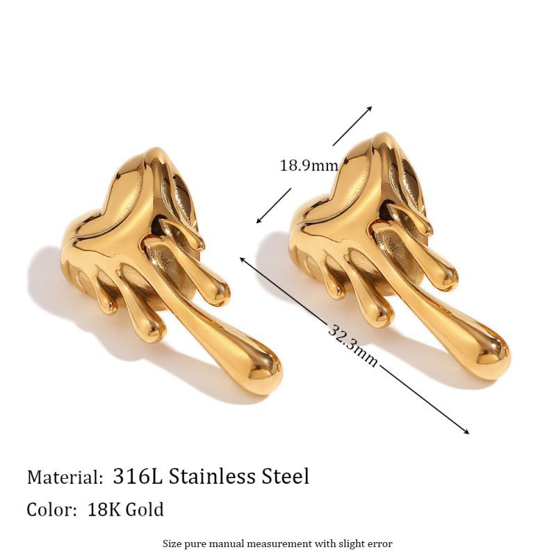 Fashion Lava Melted Love Earrings-gold Stainless Steel Lava Love Earrings