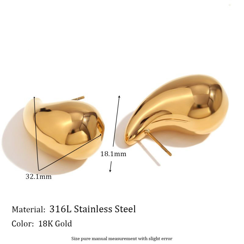 Fashion Hollow Three-dimensional Pear-shaped Stud Earrings-gold Stainless Steel Drop Shape Earrings