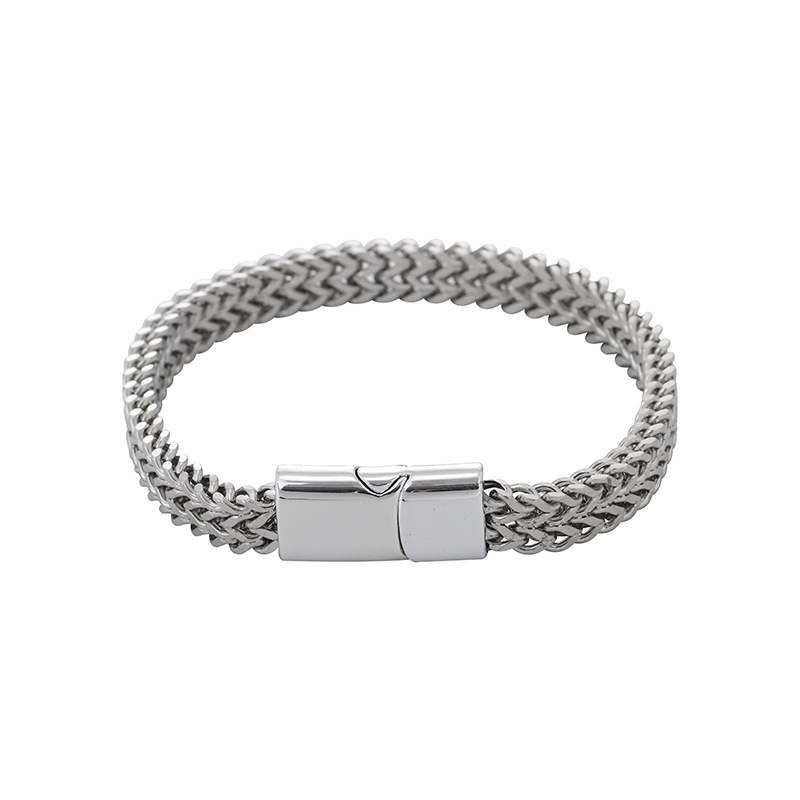Fashion 8*4 Steel Color 20cm (alloy Buckle) Stainless Steel Fish Scale Men's Bracelet