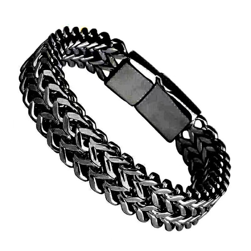 Fashion 8*4 Black 23cm (alloy Buckle) Stainless Steel Fish Scale Men's Bracelet