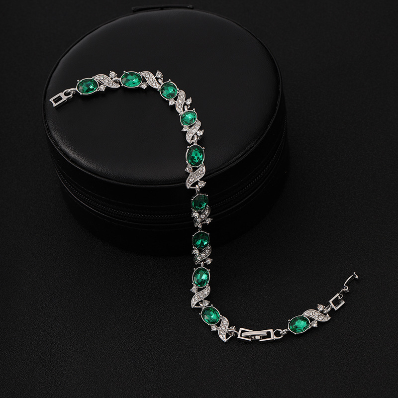 Fashion Green Alloy Diamond Geometric Cross Bracelet