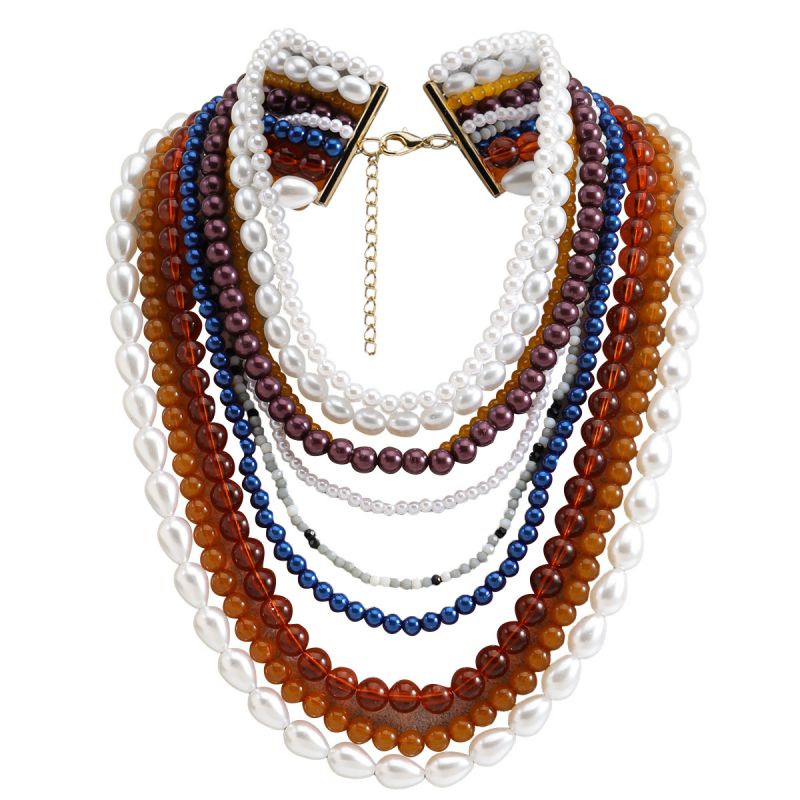 Fashion Color Multi-layered Ball Bead Necklace