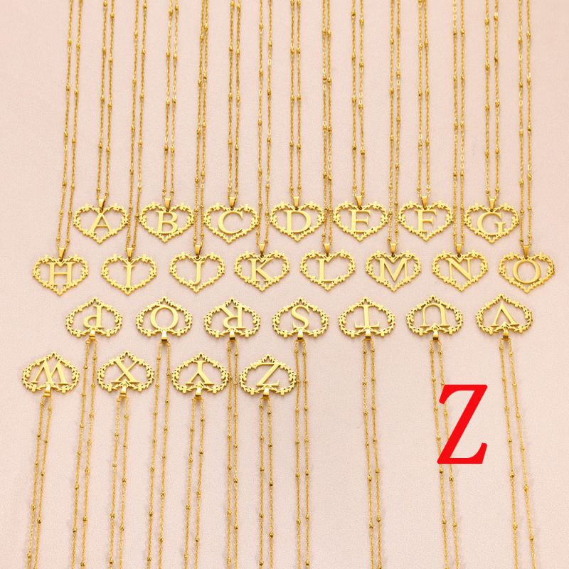 Fashion Z Stainless Steel Hollow Love 26 Letter Necklace