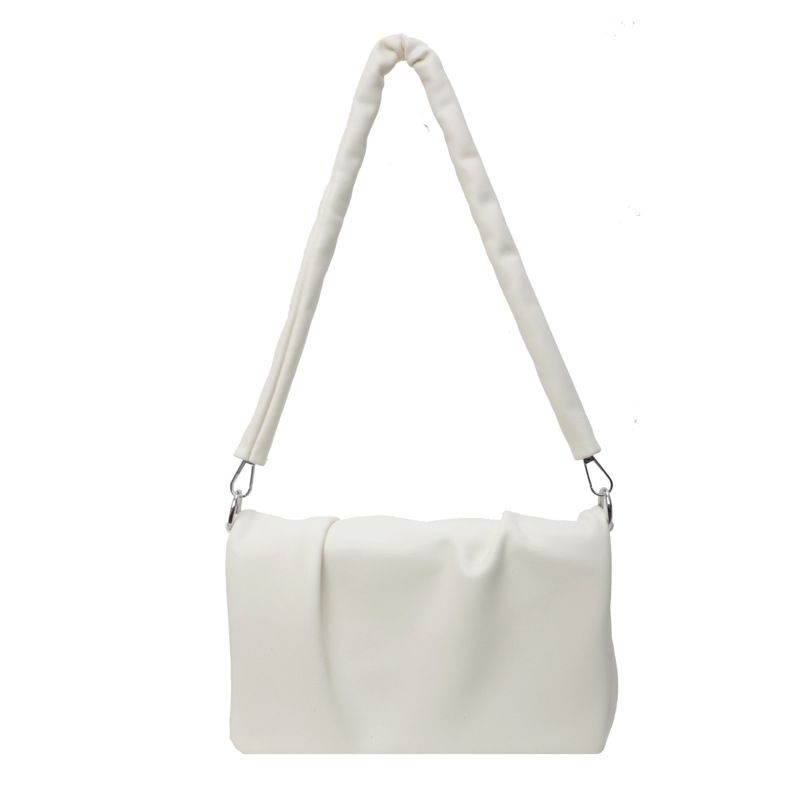Fashion Off-white Pu Pleated Shoulder Bag