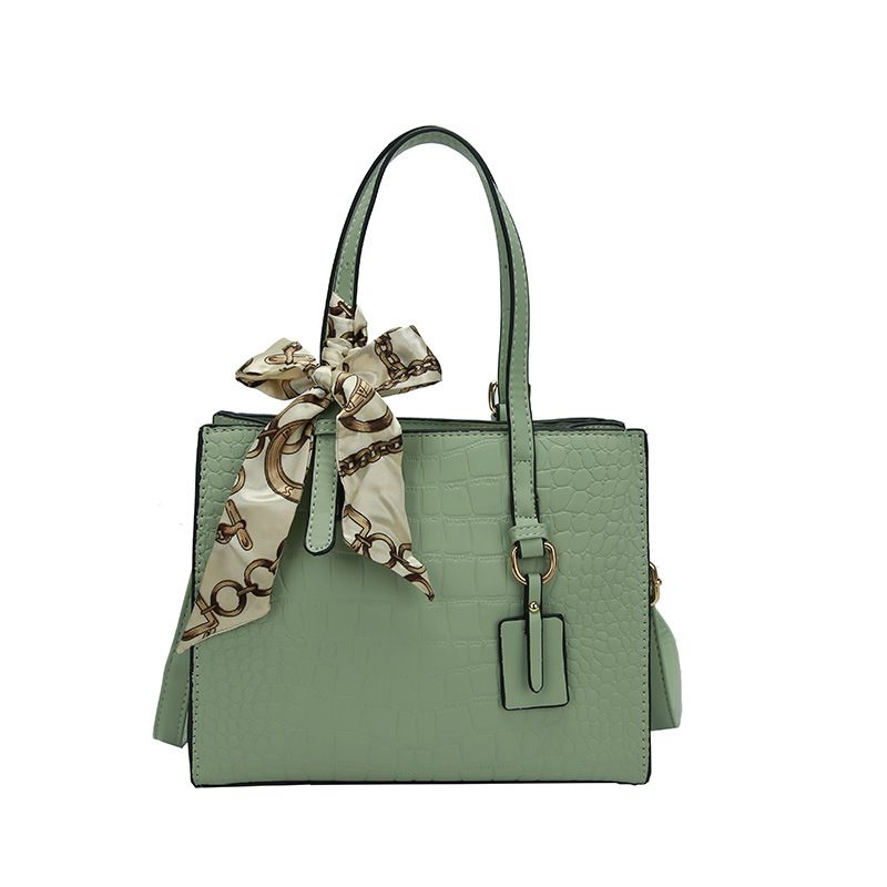 Fashion Green Crocodile Pattern Large Capacity Crossbody Bag